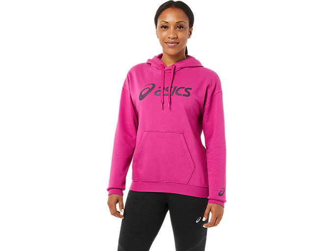 Image 1 of 8 of Women's Fuchsia Red BIG ASICS OTH HOODIE T-shirts à manches longues pour hommes