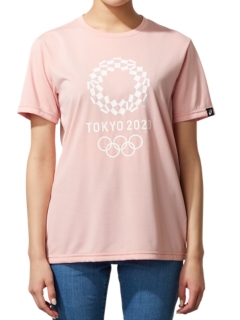 W S Tシャツ 東京オリンピックエンブレム ピンク レディース Tシャツ ポロシャツ Asics