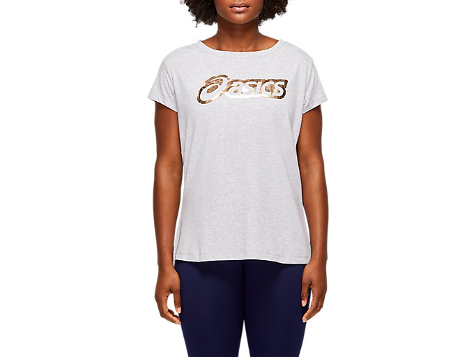 Image 1 of 4 of Women's Mid Grey Heather LOGO GRAPHIC TEE Women's Sports Short Sleeve Shirts