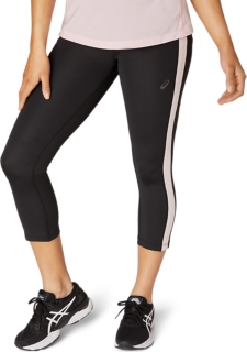 WOMEN'S PERFORMANCE PRINT CAPRI, Performance Black Emboss/Pink Salt, Tights & Leggings