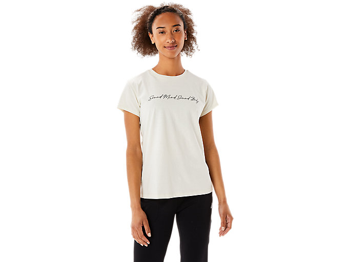 Image 1 of 3 of Women's Brilliant White/Dark Grey SMSB GRAPHIC TEE II Women's Sports Short Sleeve Shirts