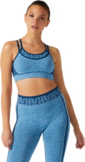 ASICS Women's Cropped Logo Seamless Bra Running Apparel, S, Reborn  Blue/MAKO Blue at  Women's Clothing store