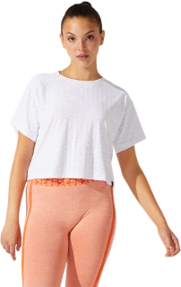 Alternative image view of W CROPPED ASICS LOGO JACQUARD SS TOP, Brilliant White