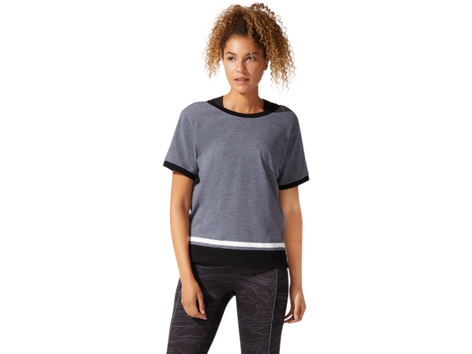 WOMEN'S COLOR BLOCK SHORT SLEEVE TOP | Carrier Grey Heather | T-Shirts &  Tops | ASICS