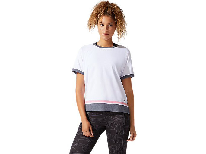 AsicsASICS T-Shirt Blanc Fille Color Block Marque  