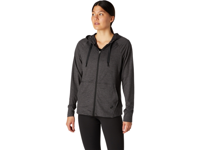 WOMEN'S TECH FULL ZIP HOODIE | Dark Grey Heather | Hoodies & Sweatshirts |  ASICS