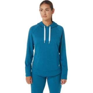 WOMEN'S TECH PULLOVER HOODIE, Deep Sea Teal Spacedye