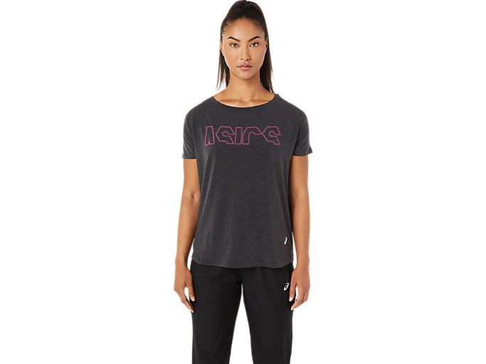 Image 1 of 6 of Women's Performance Black/Hot Pink SPORT PRINT OUTLINE TEE Women's Sports Short Sleeve Shirts