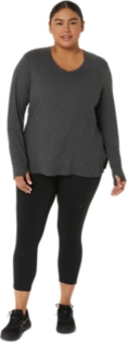 Women's Alphalete 3/4 Sleeve T-Shirt, Tundra Grey/Black Size S