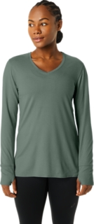 WOMEN'S LONG SLEEVE HEATHER TOP, Ivy Heather