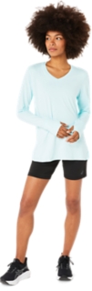 WOMEN'S LONG SLEEVE HEATHER TOP, Aquamarine Heather, Long Sleeve Shirts