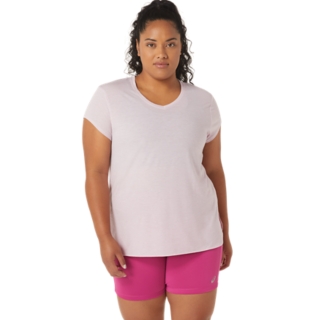 WOMEN'S HEATHER VNECK TOP, Barely Rose Heather