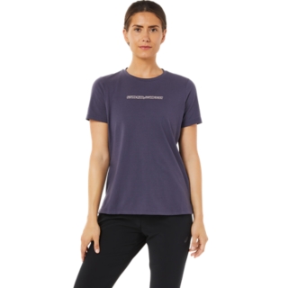 Women's LOGO GRAPHIC TEE | Indigo Fog | Short Sleeved Tops | ASICS ...