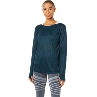 WOMEN'S OPEN BACK LONG SLEEVE TOP, French Blue