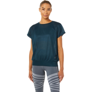 WOMEN'S OPEN BACK SHORT SLEEVE TOP, French Blue, T-Shirts & Tops