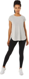 WOMEN'S SLIT SHORT SLEEVE TOP, Oyster Grey, T-Shirts & Tops