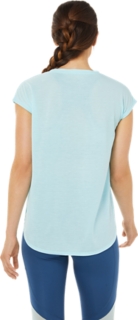 WOMEN\'S SLIT SHORT SLEEVE TOP | Clear Blue | T-Shirts & Tops | ASICS