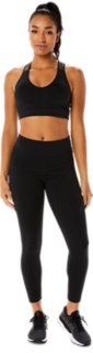 Arafed woman with a gym set of yoga pants and a sports bra, black - SeaArt  AI