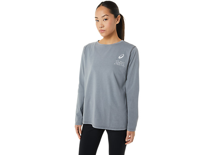 Image 1 of 6 of Women's Graphite Grey FUJI TRAIL LS TEA Women's Sports Long Sleeve Shirts