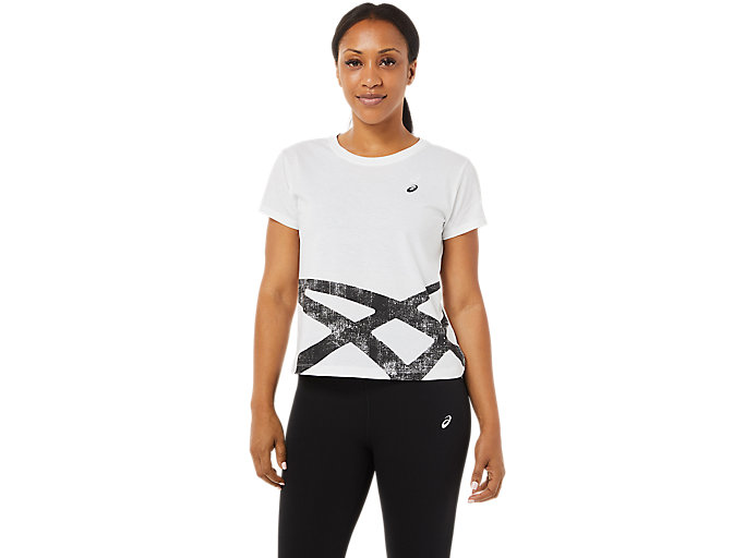 Image 1 of 6 of Women's Brilliant White / Performance Black TIGER TOP Women's Sports Short Sleeve Shirts