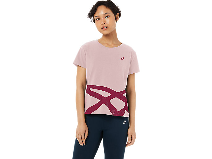 Image 1 of 6 of Women's Barely Rose/Fuchsia Red TIGER TOP Women's Sports Short Sleeve Shirts