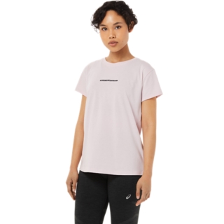 Women s RACE GRAPHIC TEE Barely Rose Short Sleeve Tops ASICS