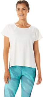 WOMEN'S SIDE SLIT SHORT SLEEVE TOP, Cream, T-Shirts & Tops