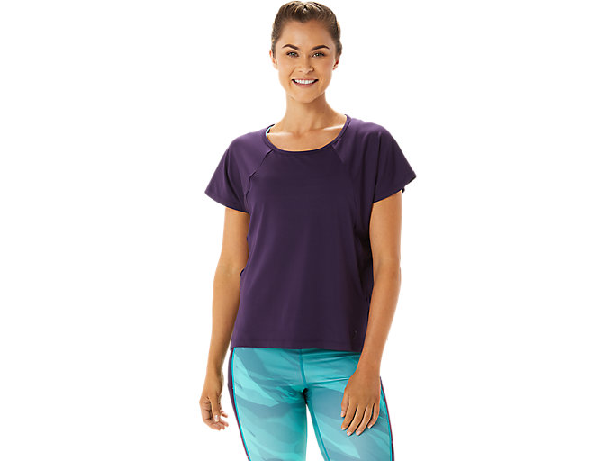 Image 1 of 6 of WOMEN'S SIDE SLIT SHORT SLEEVE TOP color Night Shade