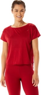 Women's MOVEKOYO JACQUARD SHORT SLEEVED TOP, Cranberry