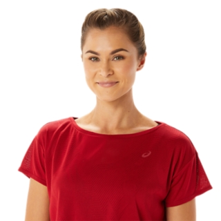 WOMEN\'S MOVEKOYO JACQUARD SHORT SLEEVE TOP ASICS T-Shirts | & | Cranberry | Tops