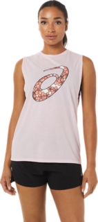 WOMEN'S ASICS CHERRY BLOSSOM MUSCLE TANK, Pink Salt