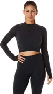 women's vogue long sleeve opening cropped top, high elasticity Shapewear Top