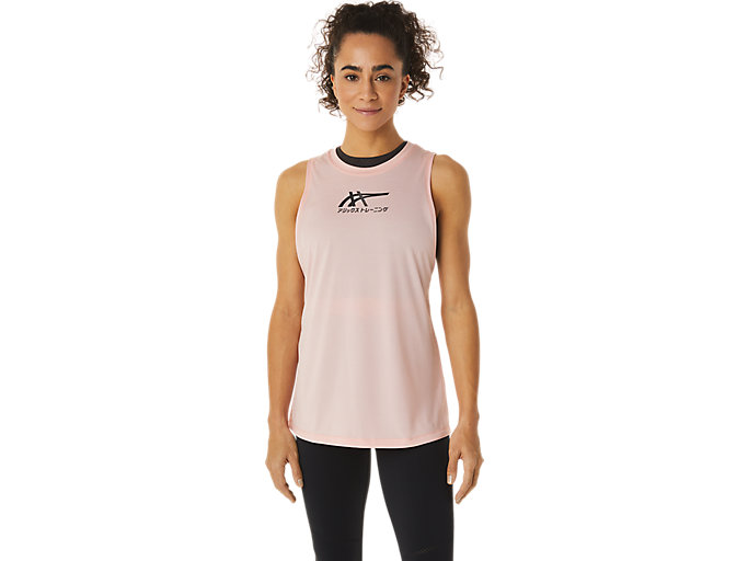 Image 1 of 6 of Women's Frosted Rose/Performance Black TIGER TANK TOP Women's Sports Short Sleeve Shirts
