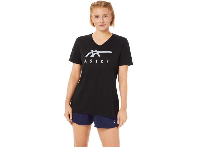 WOMEN'S ASICS STRIPES V-NECK | Performance Black | T-Shirts & Tops | ASICS