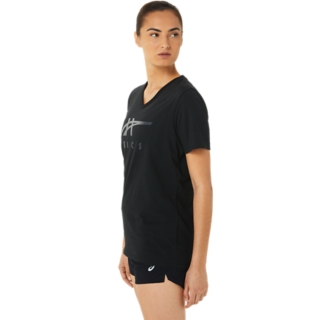 WOMEN'S ASICS STRIPES V-NECK | Black Shine | T-Shirts & Tops | ASICS