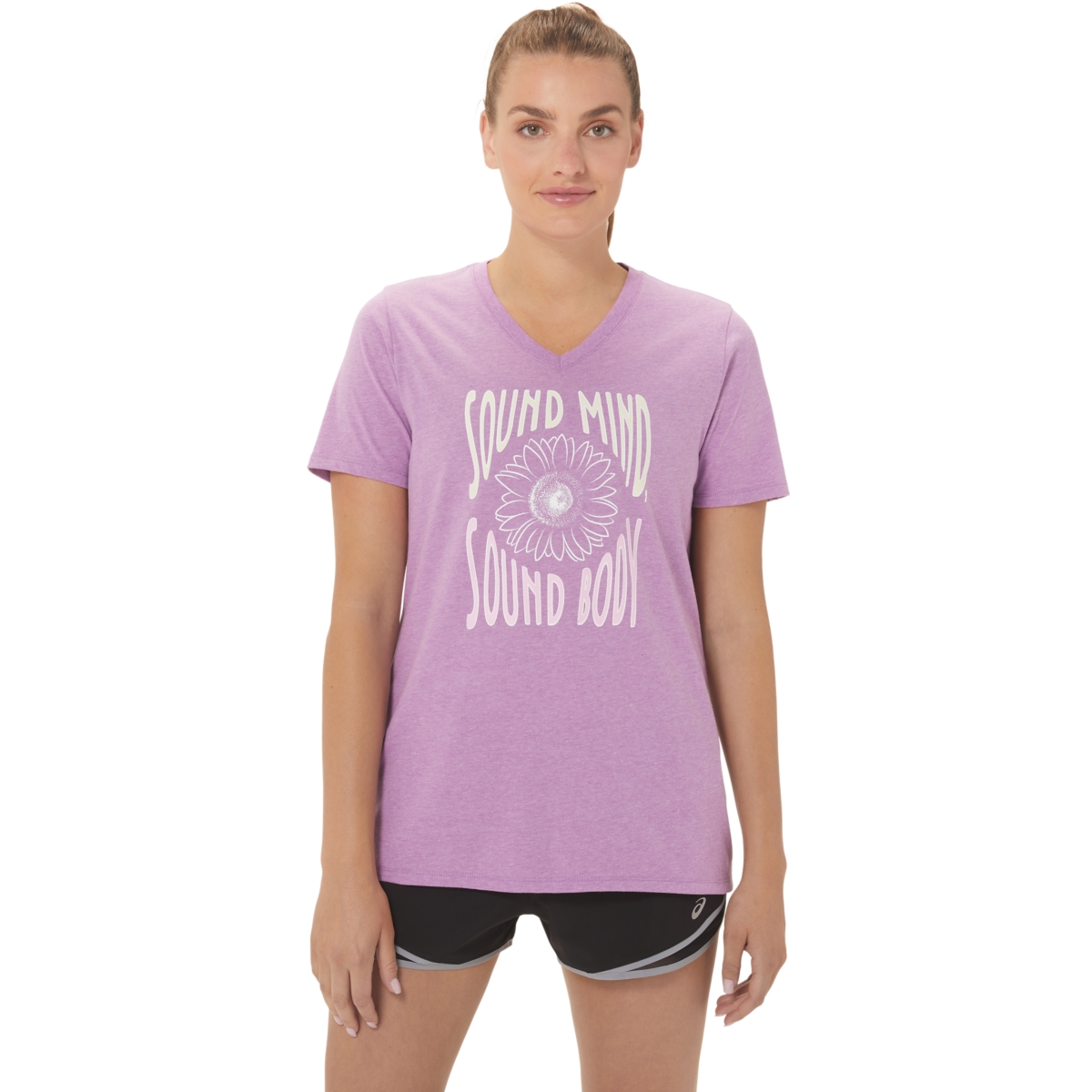 ASICS Women's SUNFLOWER SLOGAN VNECK Training Apparel 2032C622