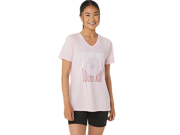 Image 1 of 6 of Women's Pink Salt WOMEN'S SUNFLOWER SLOGAN V-NECK Women's T-Shirts & Tops