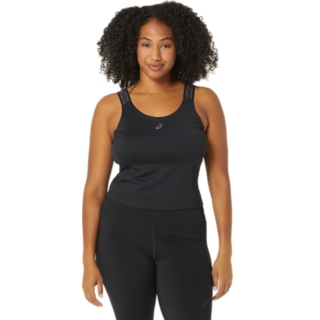 Women Gym Tank Top Cropped - Black