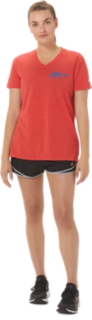 WOMEN'S ASICS 1977 HERITAGE AMERICANA V-NECK | Classic Red Heather