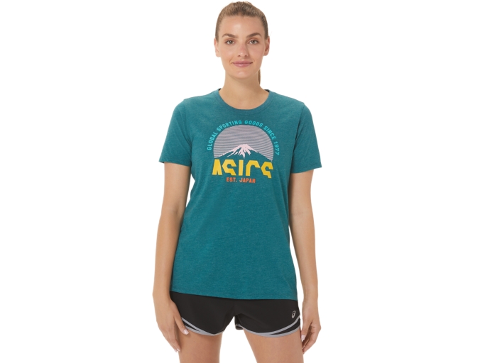 WOMEN'S ASICS GSG SINCE 1977 ADVENTURE CREW | Velvet Pine Heather |  T-Shirts & Tops | ASICS