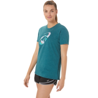 WOMEN'S ASICS HIBISCUS SPIRAL A CREW | Velvet Pine Heather | T