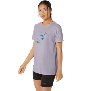 WOMEN'S ASICS HIBISCUS SPIRAL A CREW | Dusk Violet | T-Shirts