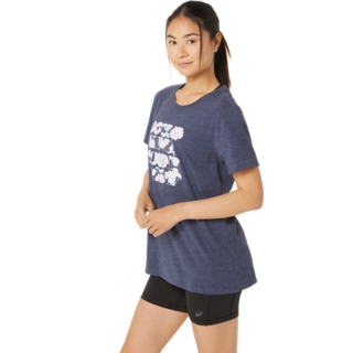 ASICS WOMEN'S HIBISCUS SLOGAN CREW | Peacoat Heather | T-Shirts