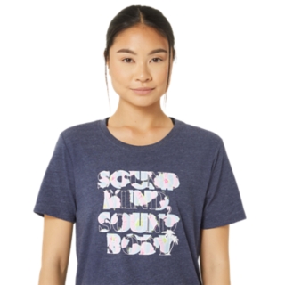 ASICS WOMEN'S HIBISCUS SLOGAN CREW | Peacoat Heather | T-Shirts