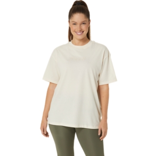 Women's ASICS LOGO TEE, Birch, Shirts met korte mouwen