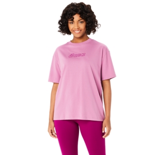 Women s ASICS LOGO TEE Soft Berry Shirts met korte mouwen