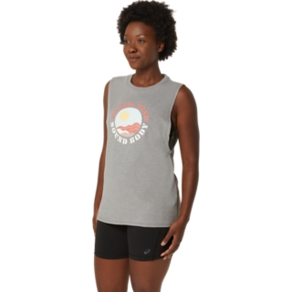 WOMEN'S ASICS SUN IN THE SKY SLOGAN MUSCLE TEE, Image 3 of 6