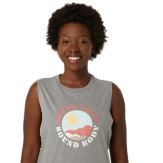 WOMEN'S ASICS SUN IN THE SKY SLOGAN MUSCLE TEE, Image 4 of 6