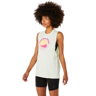 WOMEN'S ASICS SUN IN THE SKY SLOGAN MUSCLE TEE, Image 3 of 6