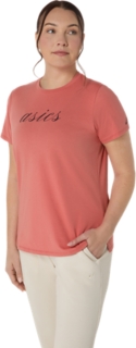 Image 3 of 6 of Women's DARK PINK CLAY ASICS GRAPHIC TEE Short Sleeve Shirts